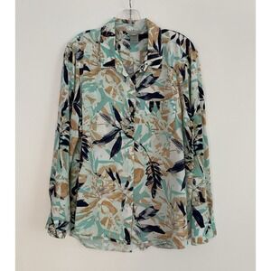 Multiples Tropical Shirt Womens XL‎ Button Up Split Back 100% Lyocell